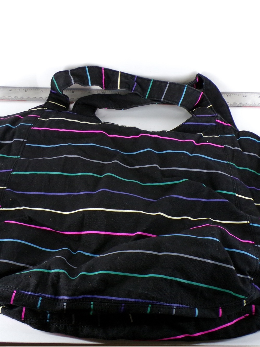 Women’s Black Striped Tote bag with Multicolor Lines